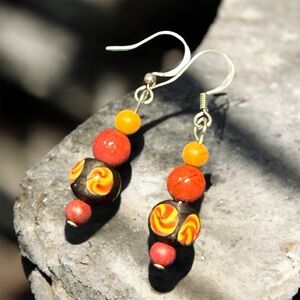 Handcrafted Colorful Beaded Dangle Earrings